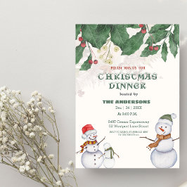 Jul om Cute Snögubbars Family Inbjudningar
