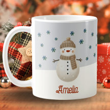 Jul om Cute Snögubbe Snöflingor Teckning Namn