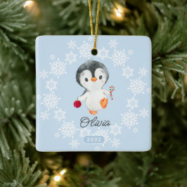Jul om den berömvärda Penguin Girls Julgransprydnad Keramik