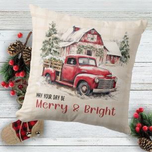 Jul om Farm Land Barn Red Lastbil Kudde