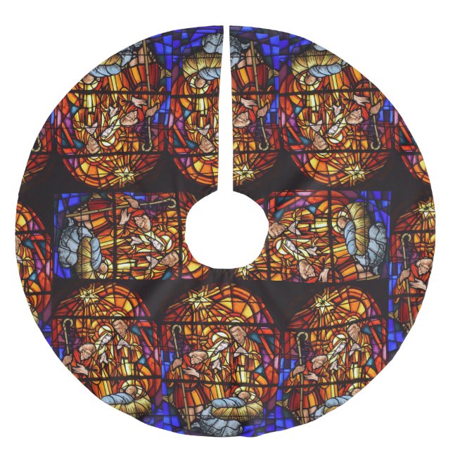 Jul om fastsatt glasfiende julgransmatta borstad polyester (Framsidan)