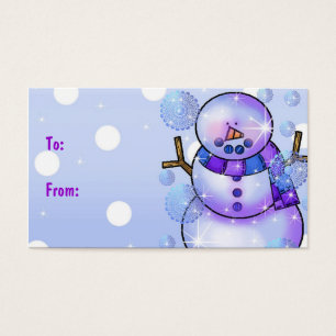 Jul om Gift Märkre-Snögubbe Glad helg Visitkort