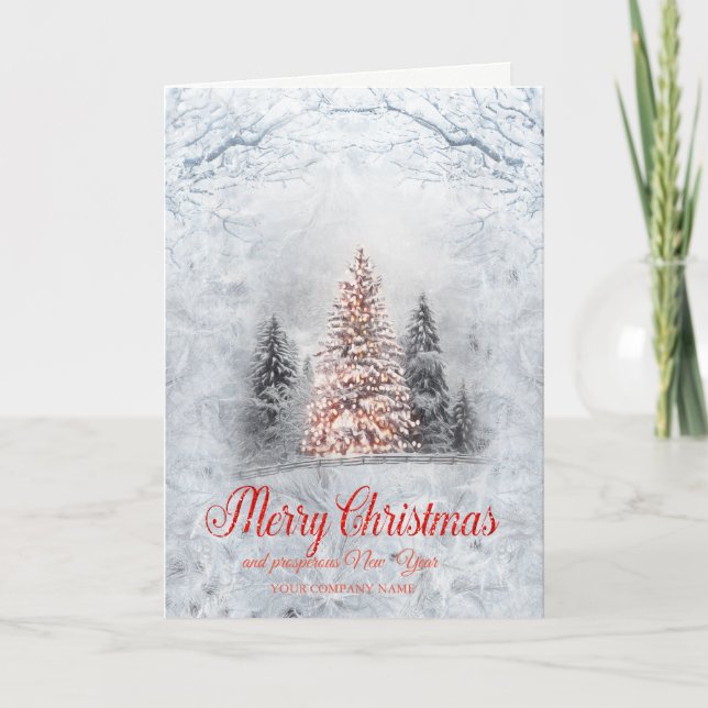 Jul om gräs Träd-skogen Grenar Snö i Helgkort (Framsida)