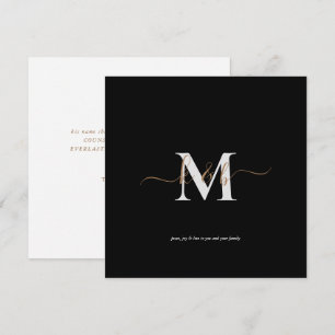 Jul om Guld & Grått Monogram-skript Kort