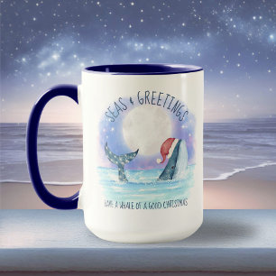 Jul om havsfärg i Whale Santa Sea Nautical Waterco Mugg