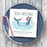 Jul om havsfärg i Whale Santa Sea Nautical Waterco Pappersservett<br><div class="desc">I nautiska humor-julservetten finns en vattenfärgsval som har en julhatt som simmar i havet med ljus som dekorerar svan. Hälsningen "Seas & Hälsning" och "Wishing you a val of a bra jul", tillsammans med namn kan vara personlig. Perfekt för julfester med teman kust, nautiska vatten, strand och tropiska vatten. Art...</div>