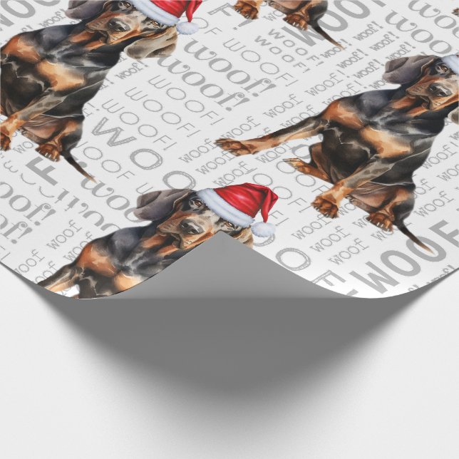 Jul om Helgdag Black Tan Coonhound Presentpapper (Hörn)