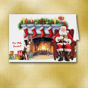 Jul om jultomten Gift Gräns Collie Hund Hälsningskort