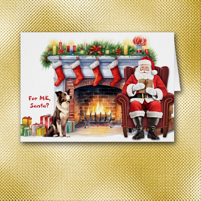 Jul om jultomten Gift Gräns Collie Hund Hälsningskort (Skapare uppladdad)