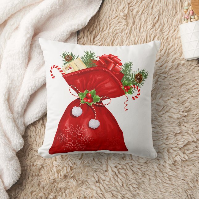 Jul om jultomtens Candy cane Rand Kudde (Filt)
