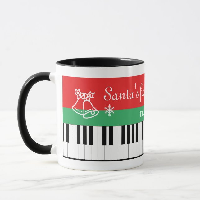 Jul om jultomtens favoritpianist Piano Nyckel Bell Mugg (Vänster)