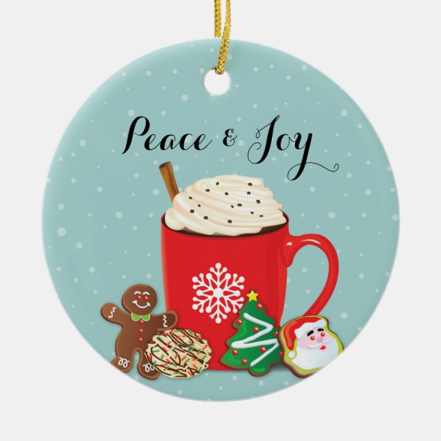 Jul om kakor och Helgdag av kakao Julgransprydnad Keramik (Framsidan)