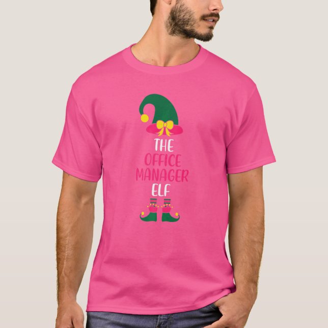 Jul om matchningsgrupp för Office Manager Elf-fami T Shirt (Framsida)