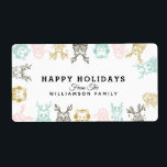 Jul om modern Etched Stil Woodland Animals Fraktsedel<br><div class="desc">Fira den magiska och festliga julhelgen med våra märkre för juldekaler under vintern. Utformningen har våra egna djur och helgdag i hand plockade - uggla, pandabjörn, kanin, kapplöpning, polar, giraffe, räv, hund, katt och Jultomten karaktär. Tecknen illustreras i en etsad linje som ritas stil för att skapa ett naturligt och...</div>