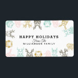 Jul om modern Etched Stil Woodland Animals Fraktsedel<br><div class="desc">Fira den magiska och festliga julhelgen med våra märkre för juldekaler under vintern. Utformningen har våra egna djur och helgdag i hand plockade - uggla, pandabjörn, kanin, kapplöpning, polar, giraffe, räv, hund, katt och Jultomten karaktär. Tecknen illustreras i en etsad linje som ritas stil för att skapa ett naturligt och...</div>