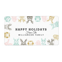 Jul om modern Etched Stil Woodland Animals