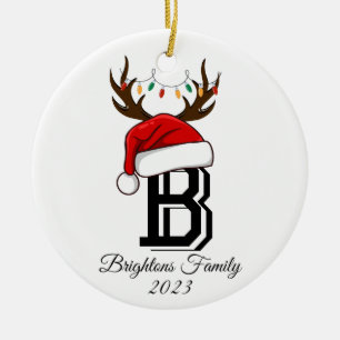 Jul om Monogrammet Family Namn Jultomten Julgransprydnad Keramik