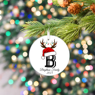 Jul om Monogrammet Family Namn Jultomten Julgransprydnad Keramik