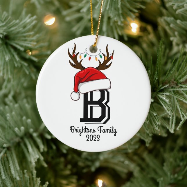 Jul om Monogrammet Family Namn Jultomten Julgransprydnad Keramik (Träd)