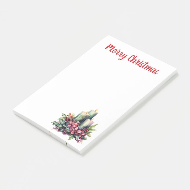 Jul om Poinsettias och ljus Post-it Block (Vinklad)