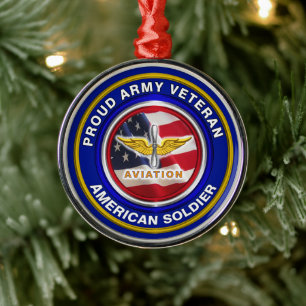 Jul om proud Army Veteran Aviation Julgransprydnad Metall