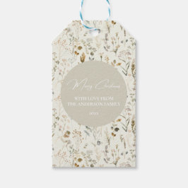 Jul om Rustic Botanical Wildblomma Presentetikett