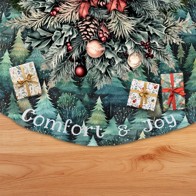 Jul om Rustic Woodland Julgransmatta Borstad Polyester (Rustic Woodland Christmas Tree Skirt)