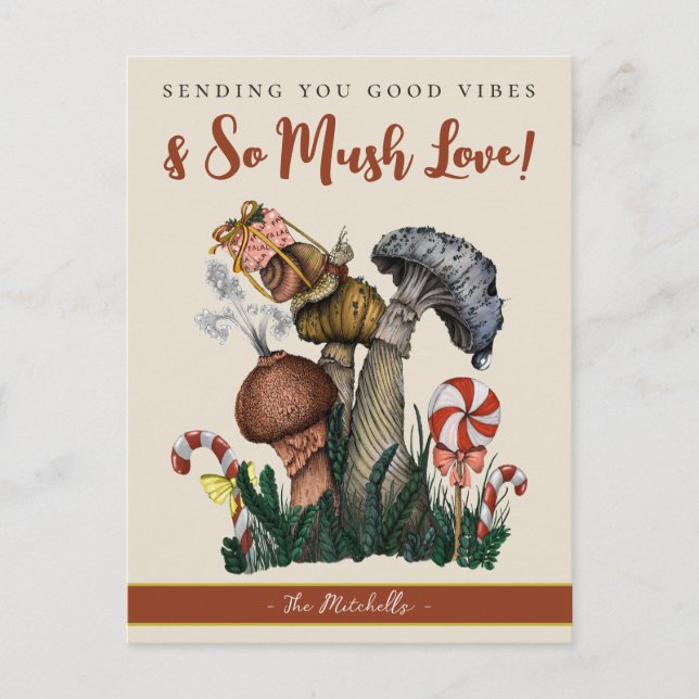 Jul om Snigel Mry Magic Mushroom Vykort (Framsida)