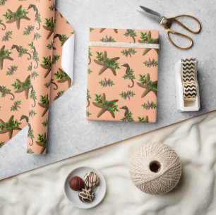 Jul om Starfish Sea Horses Mönster Presentpapper