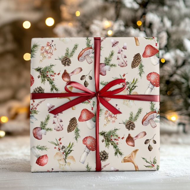 Jul om svampar från Rustic Woodland Presentpapper (Skapare uppladdad)