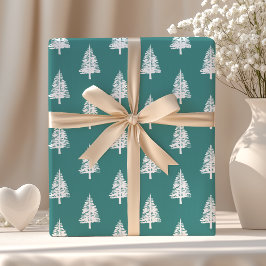 Jul om Teal och White Gräs Träd Presentpapper