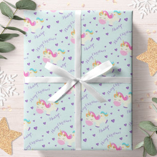 Jul om Unicorn Glitter Rainbow Aqua Presentpapper