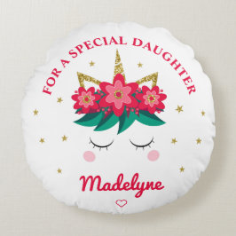 Jul om Unicorn Guld Glitter Rund Kudde