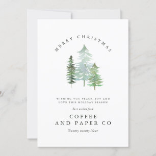 Jul om vattenfärgsskog julkort