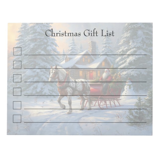 Jul One-Häst Sleigh Santa Anteckningsblock (Framsida)