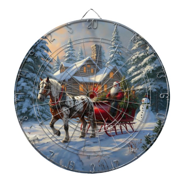 Jul One-Häst Sleigh Santa Darttavla (Framsidan)