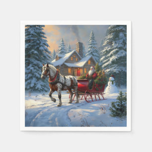 Jul One-Häst Sleigh Santa Pappersservett