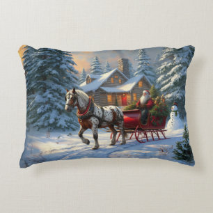 Jul One-Häst Sleigh Santa Prydnadskudde