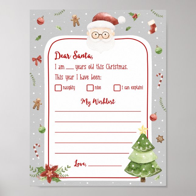 Jul önskelista brev poster (Framsidan)