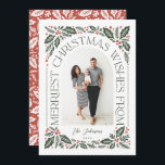 Jul Önskemål Arch med 3 Photo Collage Julkort<br><div class="desc">Ett unikt och modernt helgdag-kort med en ljusbildform med modern formaterad typografi som kurvor elegant runt fotot och originalhandritade vintern bladverk. Baksidan har en matchande mönster och tre fotosamlingar som du kan mer av dina favoritfoton. Anpassa enkelt både fram och tillbaka med egen text och egna foton med hjälp av...</div>