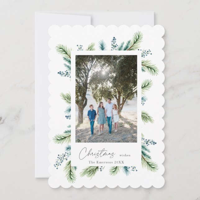 Jul önskemål Boho Spruce och Fir Julkort (Framsida)