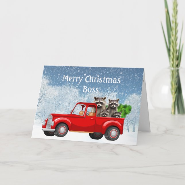 Jul Önskemål Chef hela raccoons last Helgkort (Framsida)