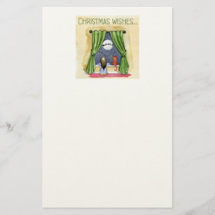 Jul Önskemål Cute Child & Kattunge Julafton Brevpapper