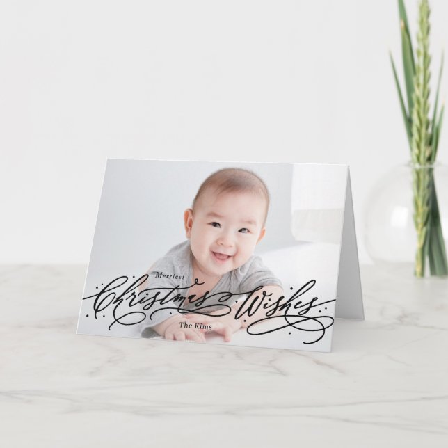 Jul Önskemål Editable Färg Helgdag Photo Card Helgkort (Framsida)