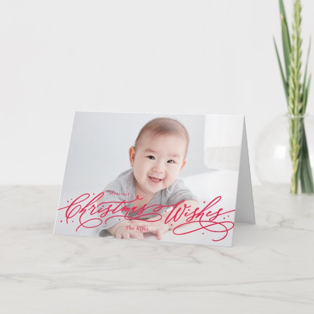 Jul Önskemål Editable Färg Helgdag Photo Card Helgkort (Framsida)