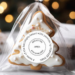 Jul Önskemål från Bakery Namn Logotyp Favor Runt Klistermärke<br><div class="desc">Jul Önskemål från Bakery Namn Logotyp Favor-Perfekt för bageriet och de små affärerna,  med ditt budskap böjt runt din logotyp i mitten. En förenklad typografisk anpassade i svartvitt eller ändra Färg och bakgrund till valfritt alternativ genom att redigera ytterligare. Anpassa texten enkelt.</div>