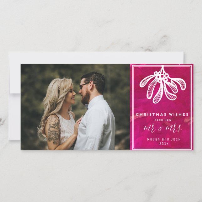 Jul Önskemål från New Mr. och Mrs. Photo Julkort (Framsida)