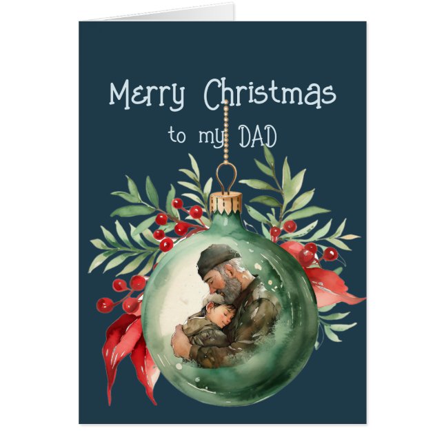 Jul Önskemål & Kärlek för PAPPA Hälsningskort (Framsidan)