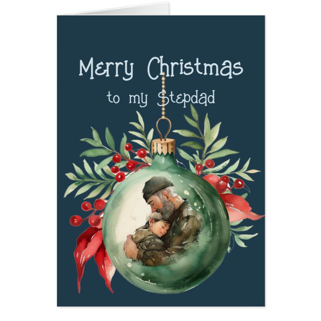Jul Önskemål & Kärlek för Stepdad Hälsningskort (Framsidan)