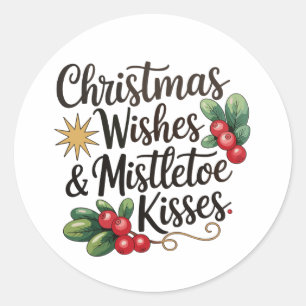 Jul-Önskemål och fistlet Kisses-familjen Julafton Runt Klistermärke